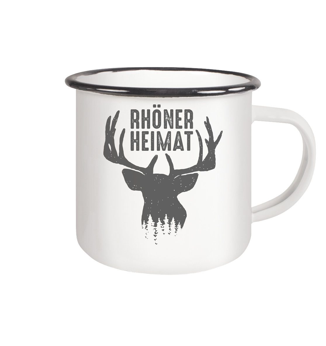 RHÖN HIRSCH - Emaille Tasse (Black)